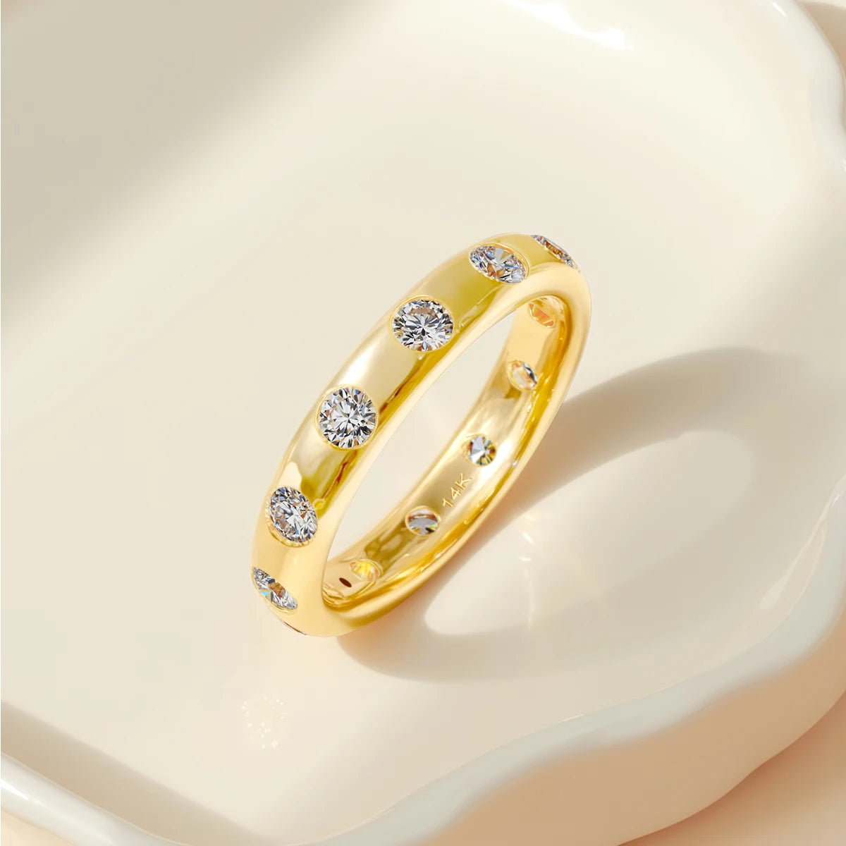Damen-Verlobungsring Aus 14K Gelbgold Mit Moissanit Stein Und Echtheitszertifikat Für Hochwertigen Verlobungsantrag