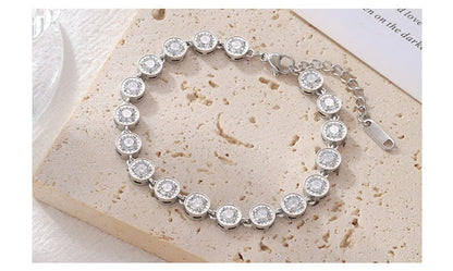 Damen-Charm-Armband mit Zirkonia-Kette aus Edelstahl
