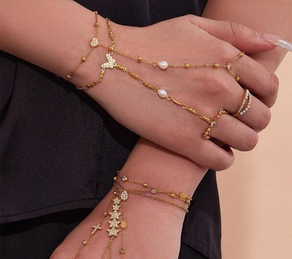 Damen-Charm-Armband mit 5A-Zirkonia aus Edelstahl