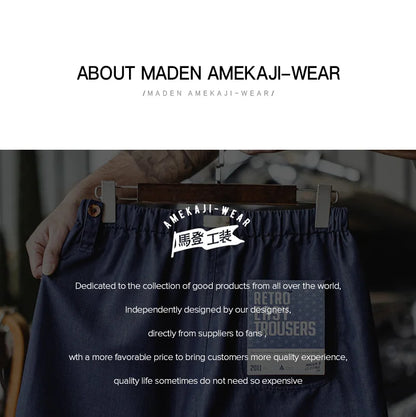 Herren Shorts im Retro-Stil aus gewaschenem Denim mit elastischem Bund und Kordelzug