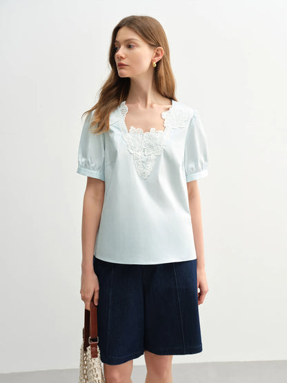 Lässige Damen-Bluse aus Lyocell mit Blumenärmeln und lockerem Schnitt – vielseitiges Sommer-Oberteil