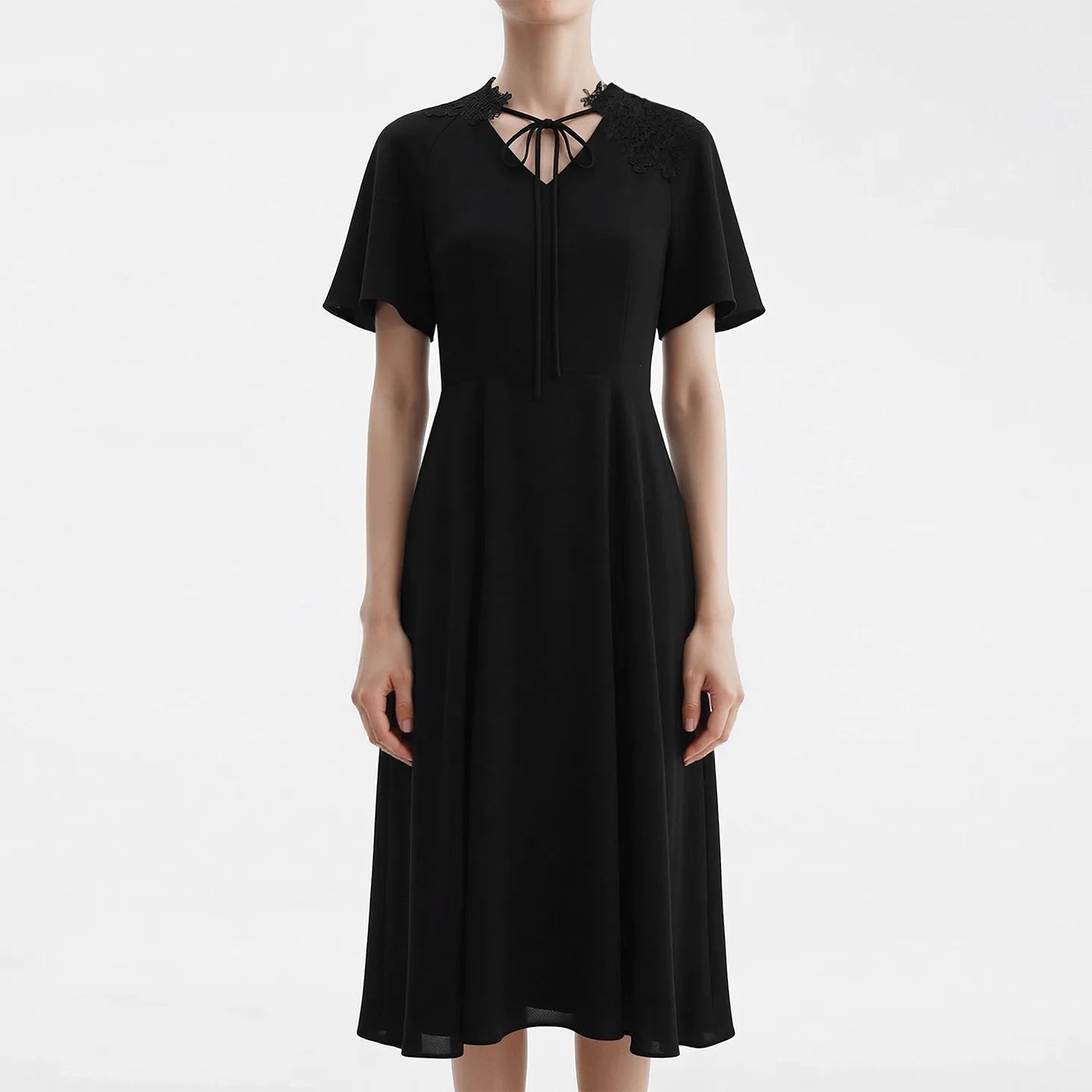 Elegantes Midikleid Für Damen Aus Chiffon Mit V-Ausschnitt Im Sommer