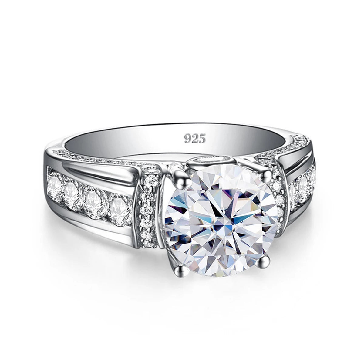 Damen-Ring Moissanit 2 Karat aus Silber 925 Edler Verlobungs- und Hochzeitsring Schmuck Geschenk