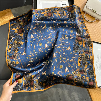 Damen Seidenschal quadratisch einfarbig Halstuch Bandana Foulard Frühling Sommer C