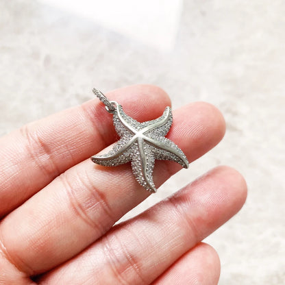 Damen-Charm-Anhänger Seestern funkelnd Ozean aus Sterlingsilber