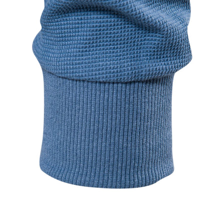 Herren Langarm Waffel Henley T-Shirt in fester Farbe für den Herbst