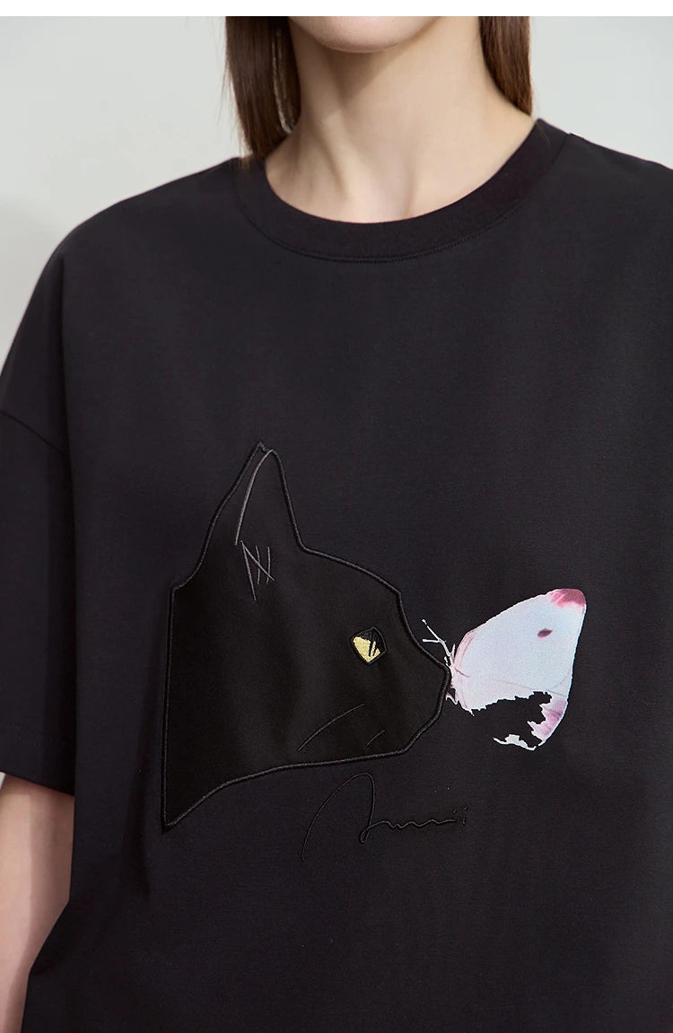 Damen T-Shirt im lässigen Stil mit Rundhalsausschnitt und kurzem Arm