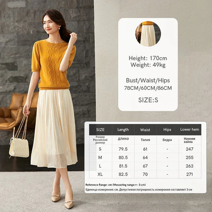 Damen Falten-Detail-Rock mit elastischer Taille im A-Linien Stil