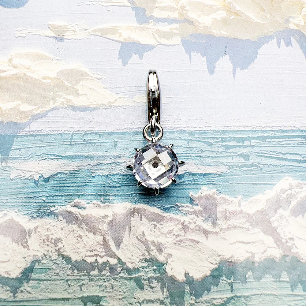 Damen-Charm-Anhänger weißer Stein Glück aus Sterlingsilber