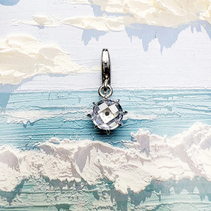 Damen-Charm-Anhänger weißer Stein Glück aus Sterlingsilber