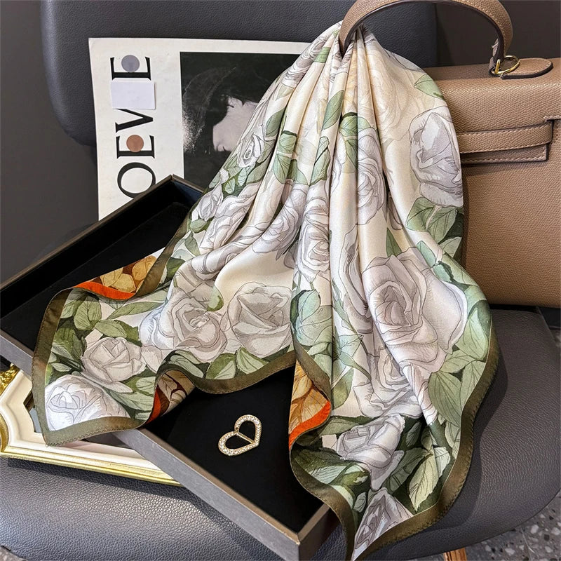 Damen Twill Seidenschal 65cm quadratisch Krawatte Halstuch doppelseitig Hijab Bandana C