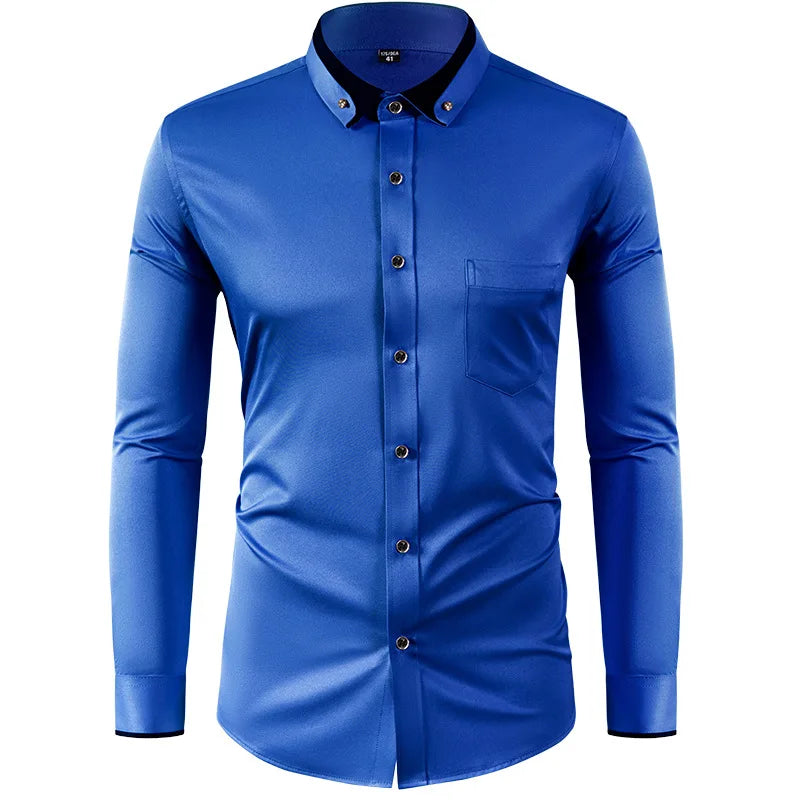 Kurzärmeliges Herrenhemd im koreanischen Stil mit modischem Print und Stickerei – ideal für den Sommer.