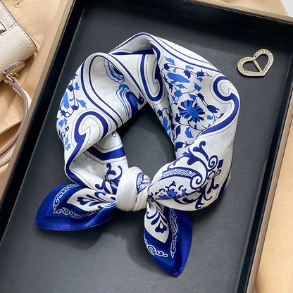 Damen Seidensatin Schal Tasche Kopf Bandana Halstuch bedruckt N