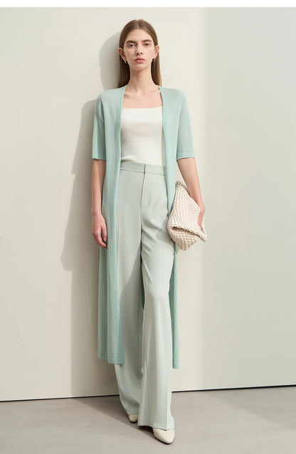 Damen-Strickjacke Micro-Stretch kurz locker einfarbig Sommer