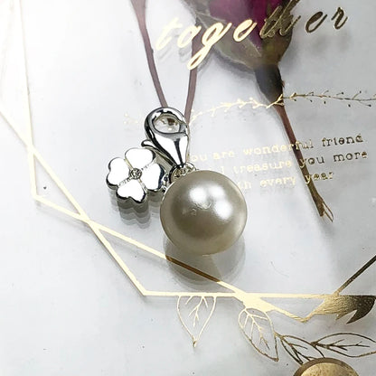 Damen-Charm-Anhänger Perle Kleeblatt Glück aus Sterlingsilber