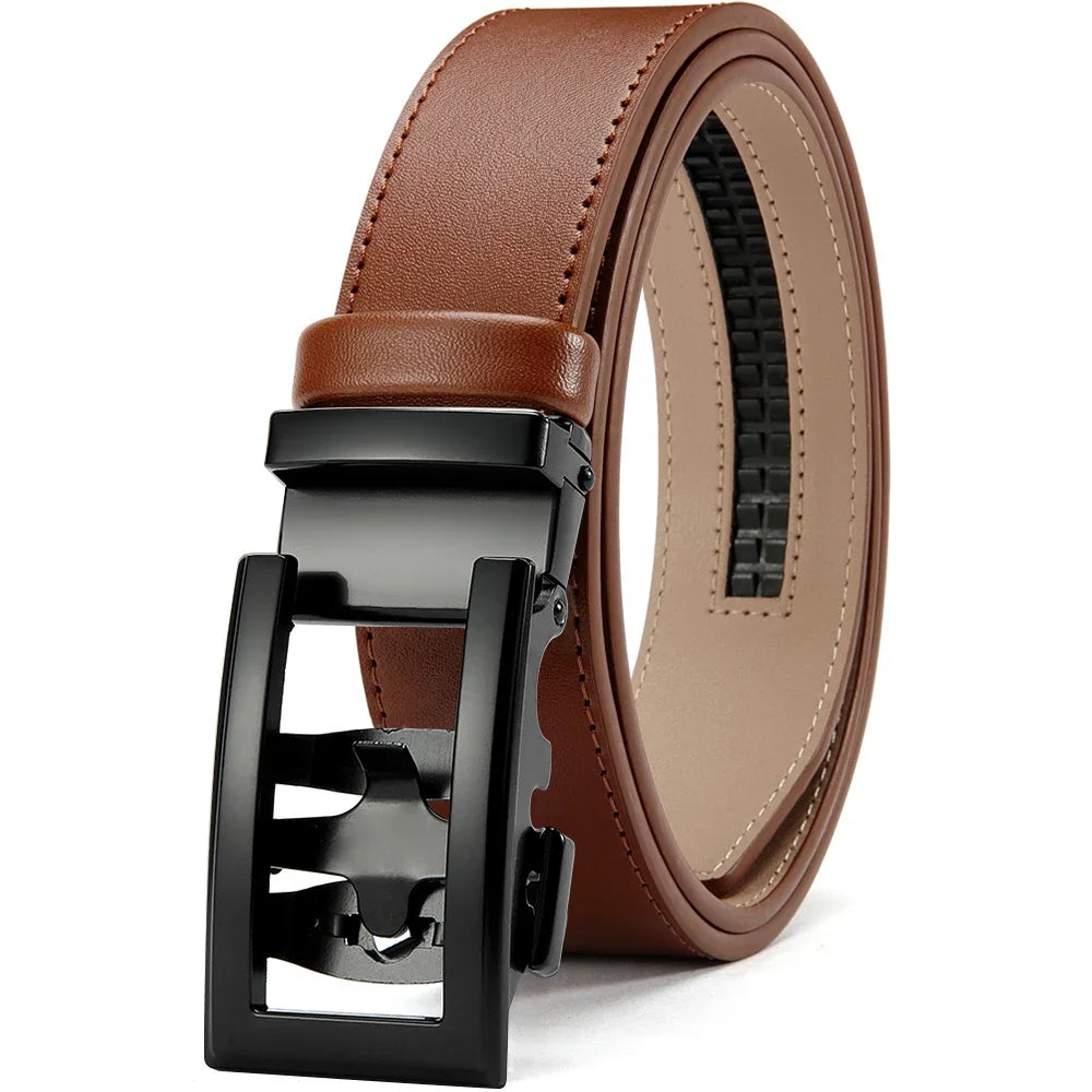 Herren Echtleder-Gürtel Hohles Muster Automatik-Schnalle Unisex 3,5 cm