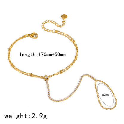 Damen-Handketten-Armband mit Fingerring und Zirkonia