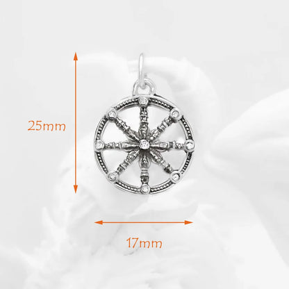 Damen-Anhänger kleines Karma-Rad Glück Vintage aus Sterlingsilber