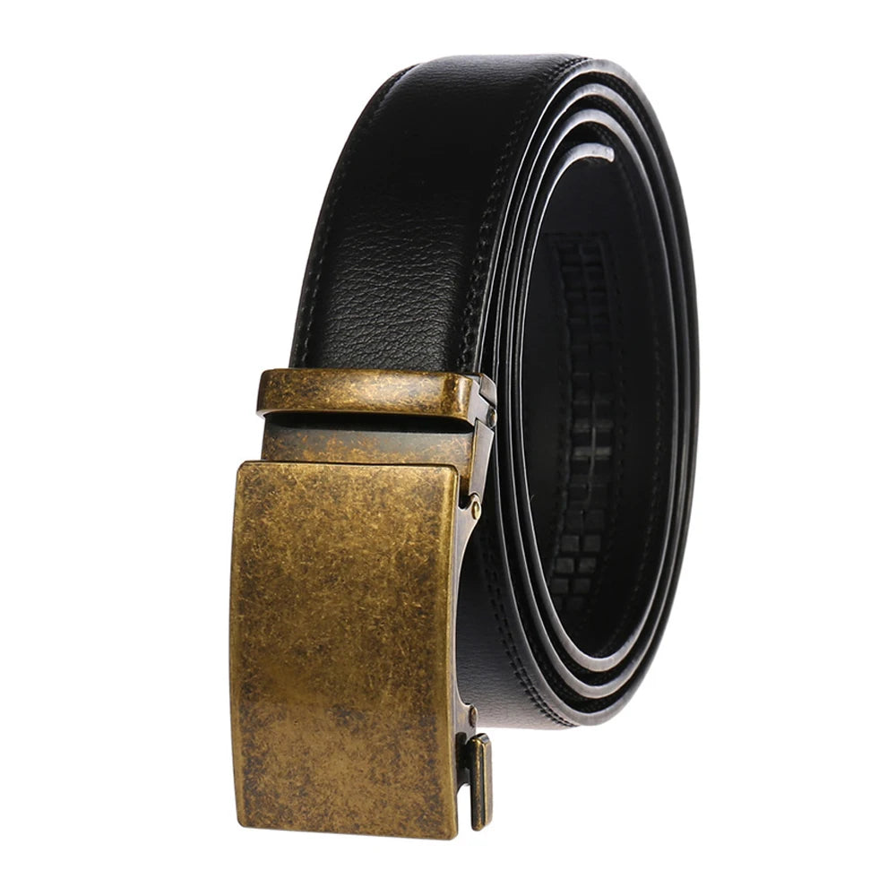 Herren Ledergürtel Mit Automatischer Metallschnalle 3,5 cm Breite Braun 130 cm Länge