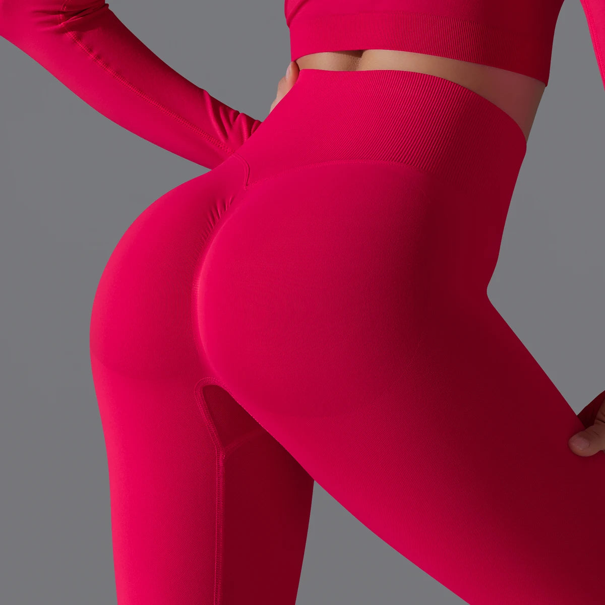 Nahtlose Yoga-Hose mit Booty-Lift, pink, Rückenansicht, geformter Gesäßbereich