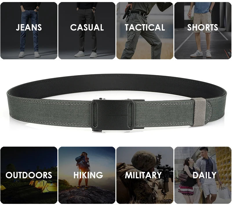 Herren-Gürtel aus Nylon mit Metall-Schnalle und Automatikverschluss für Outdoor und Alltagseinsatz
