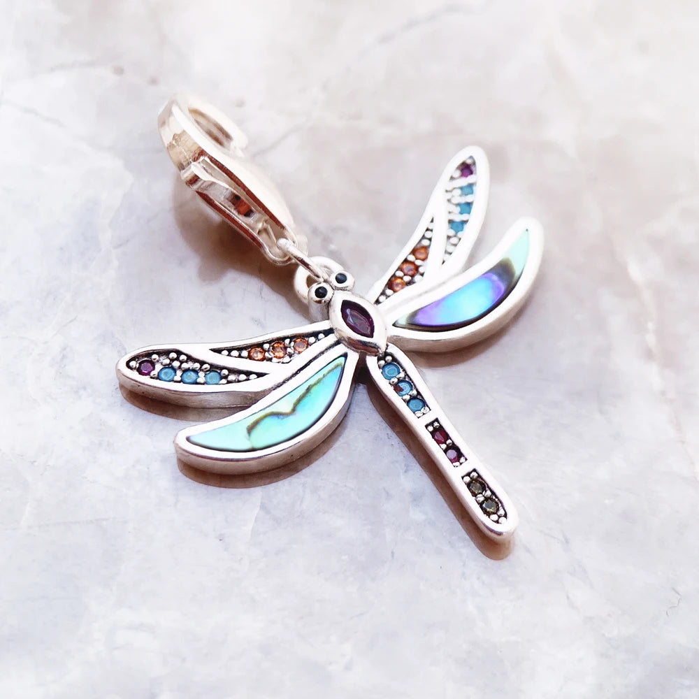 Damen-Charm-Anhänger bunte Libelle Böhmen aus Sterlingsilber
