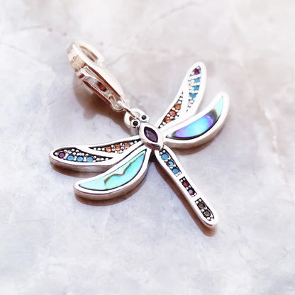 Damen-Charm-Anhänger bunte Libelle Böhmen aus Sterlingsilber
