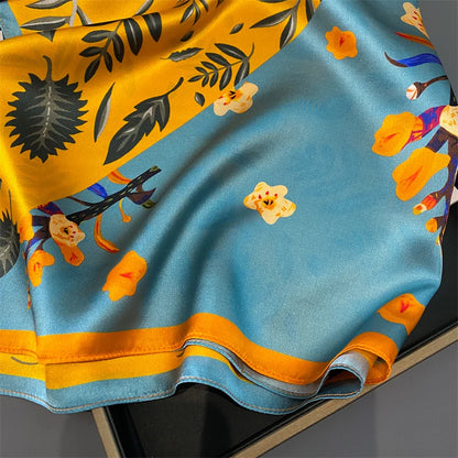 Damen Seidenschal quadratisch 70cm Halstuch Bandana Hijab Pashmina C