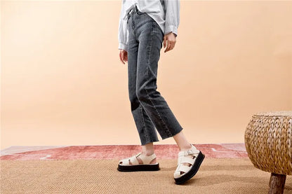 AIYUQI Women's Sandals Closed toe 2025 Summer New Women Roman Sandals Leisure Thick Soled Fashion Woven Women's Shoes Sandals