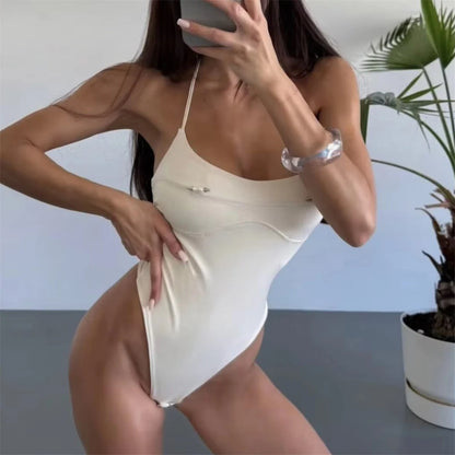 Damen-Badeanzug Cut-Out Bügel Micro-Tanga Weste gepolstert