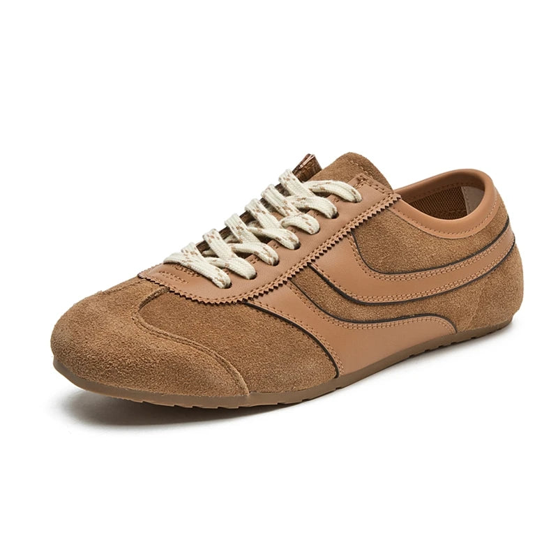 AIYUQI Damen Leder Sneaker Skateboard Style Retro