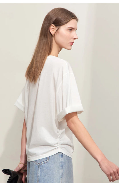 Damen T-Shirt im minimalistischen Stil aus leichtem elastischen Baumwollstoff