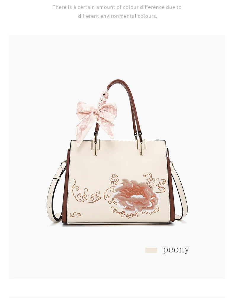Damen Tasche Aus Splitleder Mit Reißverschluss Im Chinesischen Stil