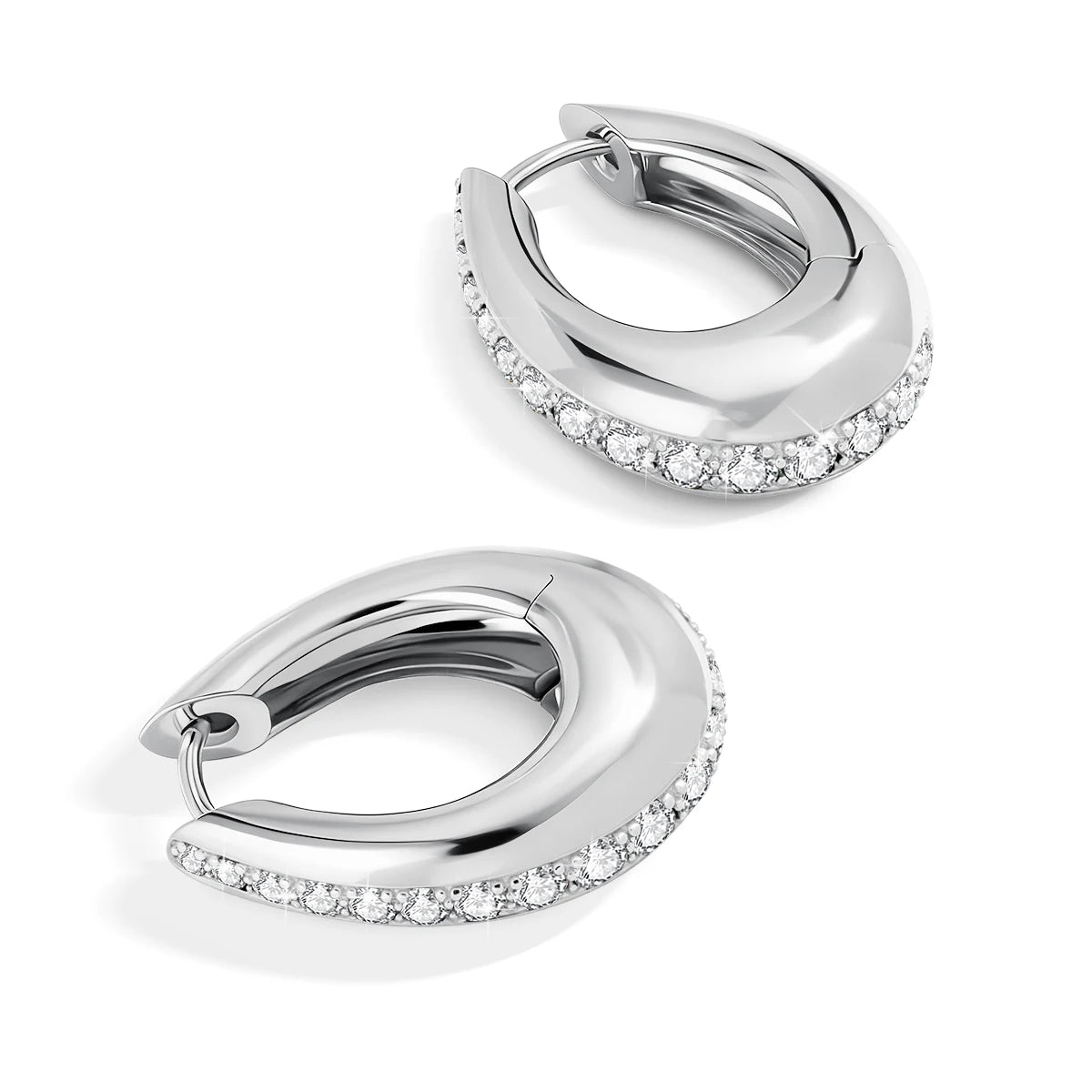 Damen-Hoop-Ohrringe Moissanit Tropfen Aus 925er Silber Antiallergisch Alltags-Schmuck