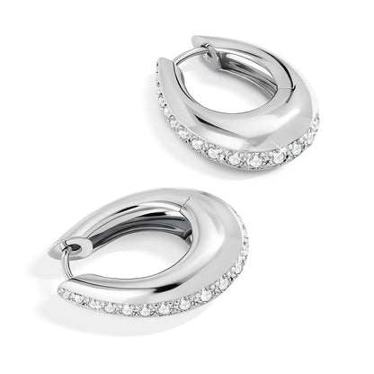 Damen-Hoop-Ohrringe Moissanit Tropfen Aus 925er Silber Antiallergisch Alltags-Schmuck