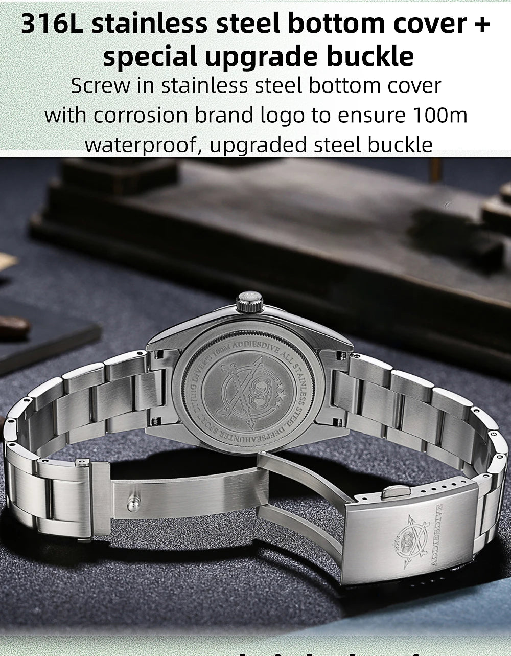 Herren-Taucheruhr aus 316L-Edelstahl mit BGW9-Leuchtmasse