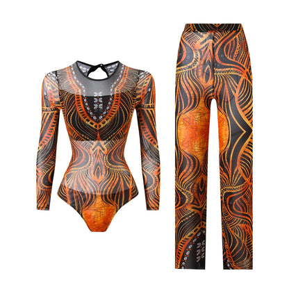 Damen-Hose mit Blumenmuster