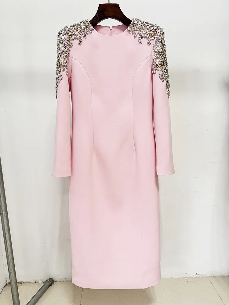 Elegantes Damen-Kleid mit Rundhalsausschnitt, halben Ärmeln und Pailletten-Patchwork-Design