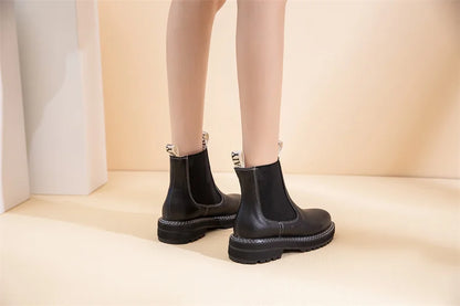 Women Winter Boots Sued Genuine Leather  New Fashion British Style Women Chelsea Boots Large Size 41　42　43 Female Ankle Boots