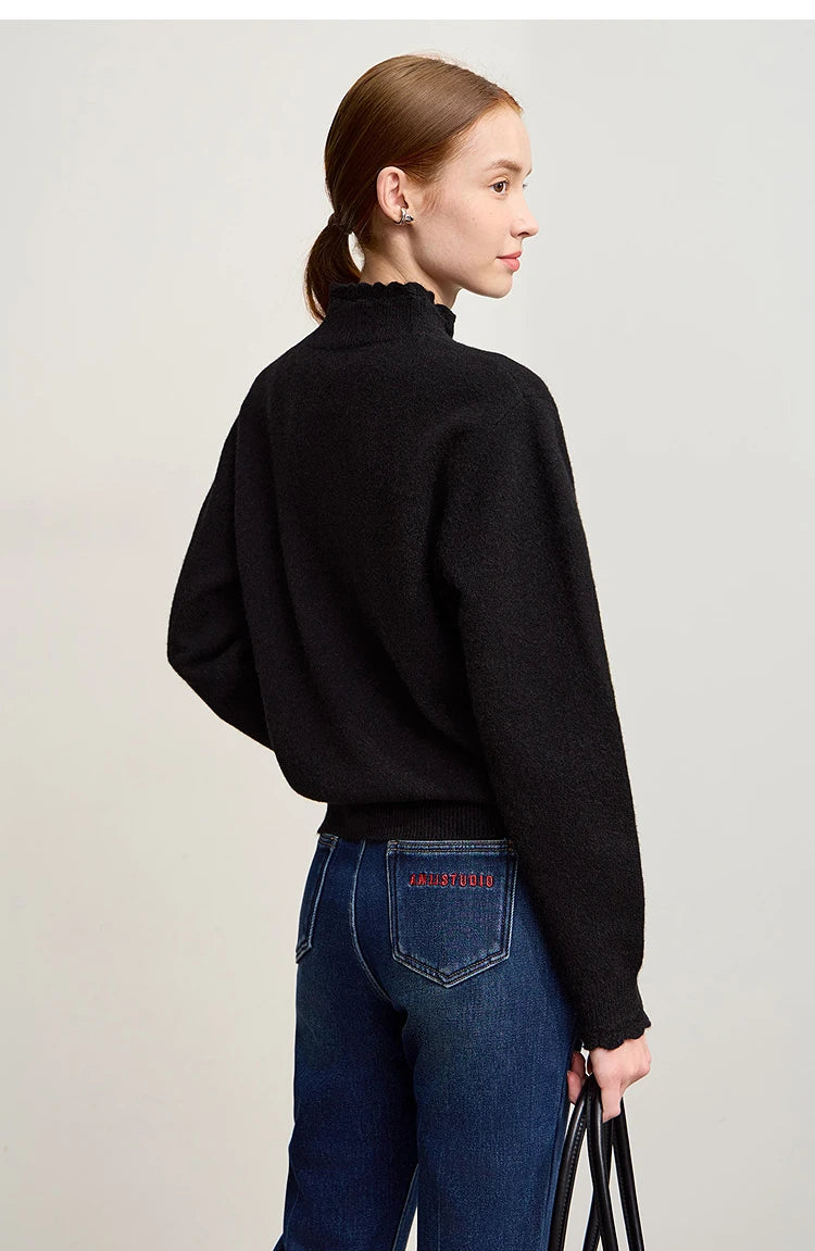 Damen-Rollkragenpullover Pendler-Eleganz locker vielseitig Winter