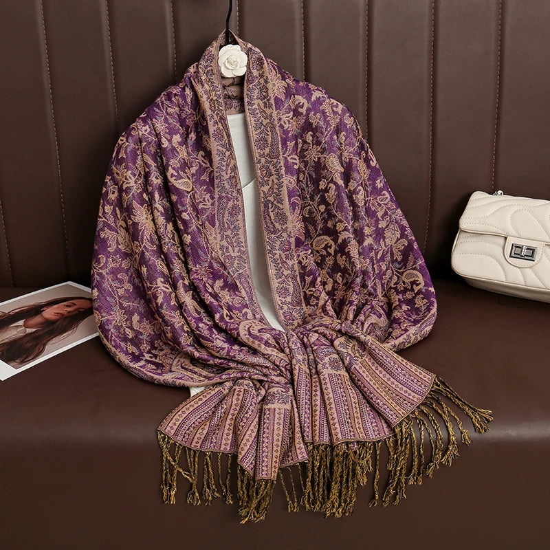 Damen Winterschal Kaschmir Jacquard Paisley lang Pashmina Bandana Foulard Luxus