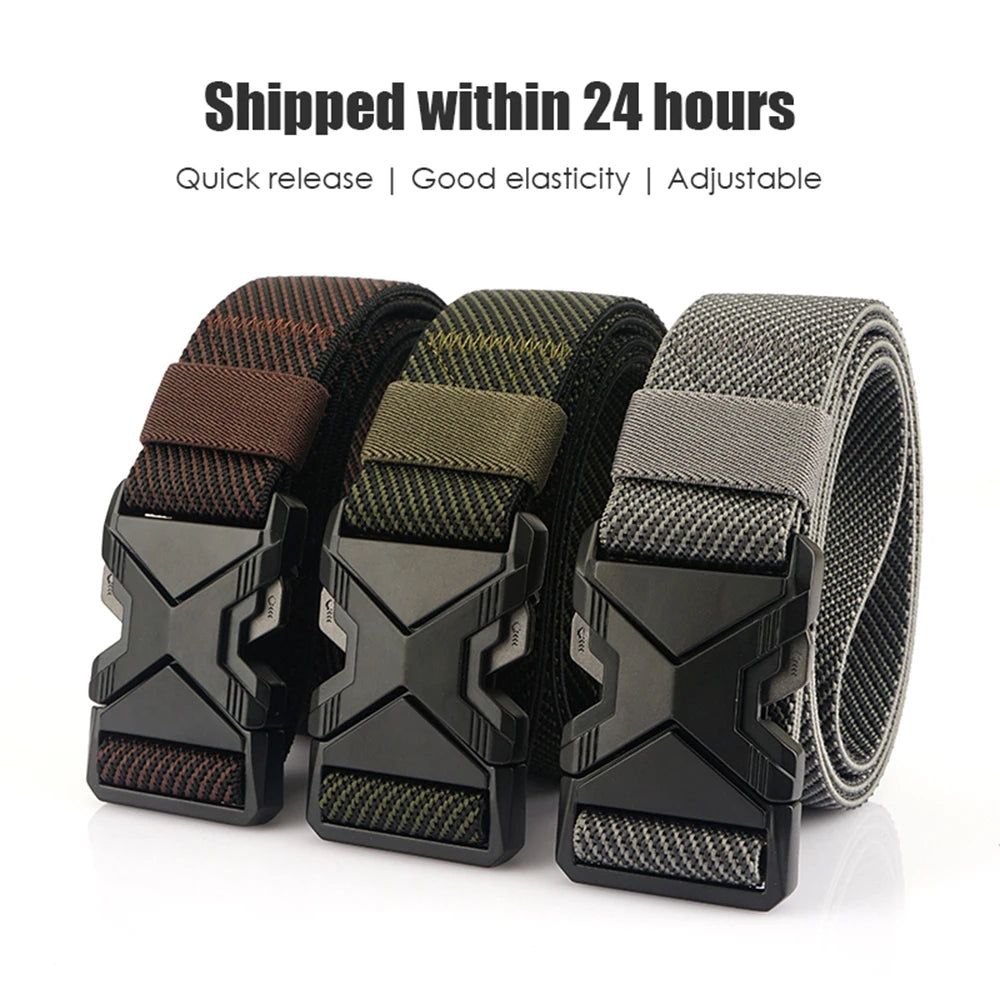 Herren-Taktischer Gürtel aus Nylon mit Elastischem Band und Schnellverschluss 3,8 cm Breite