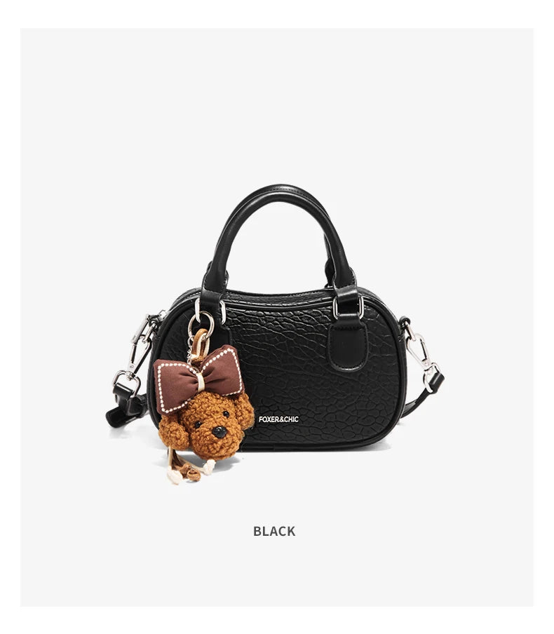 Damen Handtasche Aus Soft Leateh Im Boston Stil Mit Crossbody Anhänger