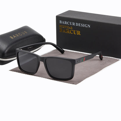 Sonnenbrille quadratisch UV400 polarisiert Fahren Herren Originaletui