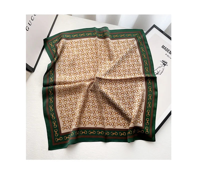 Damen Seidensatin Schal Tasche Kopf Bandana Halsschal klein quadratisch Luxus E