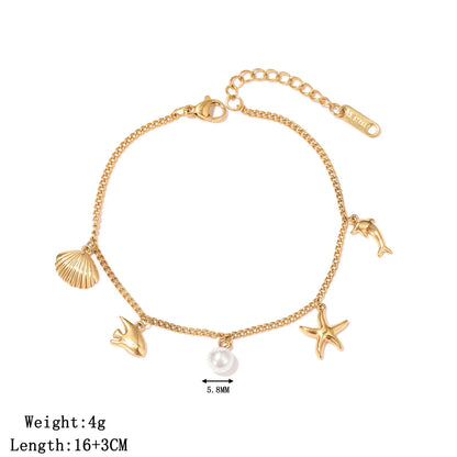 Damen-Charm-Armband mit Ozean-Motiven aus Edelstahl