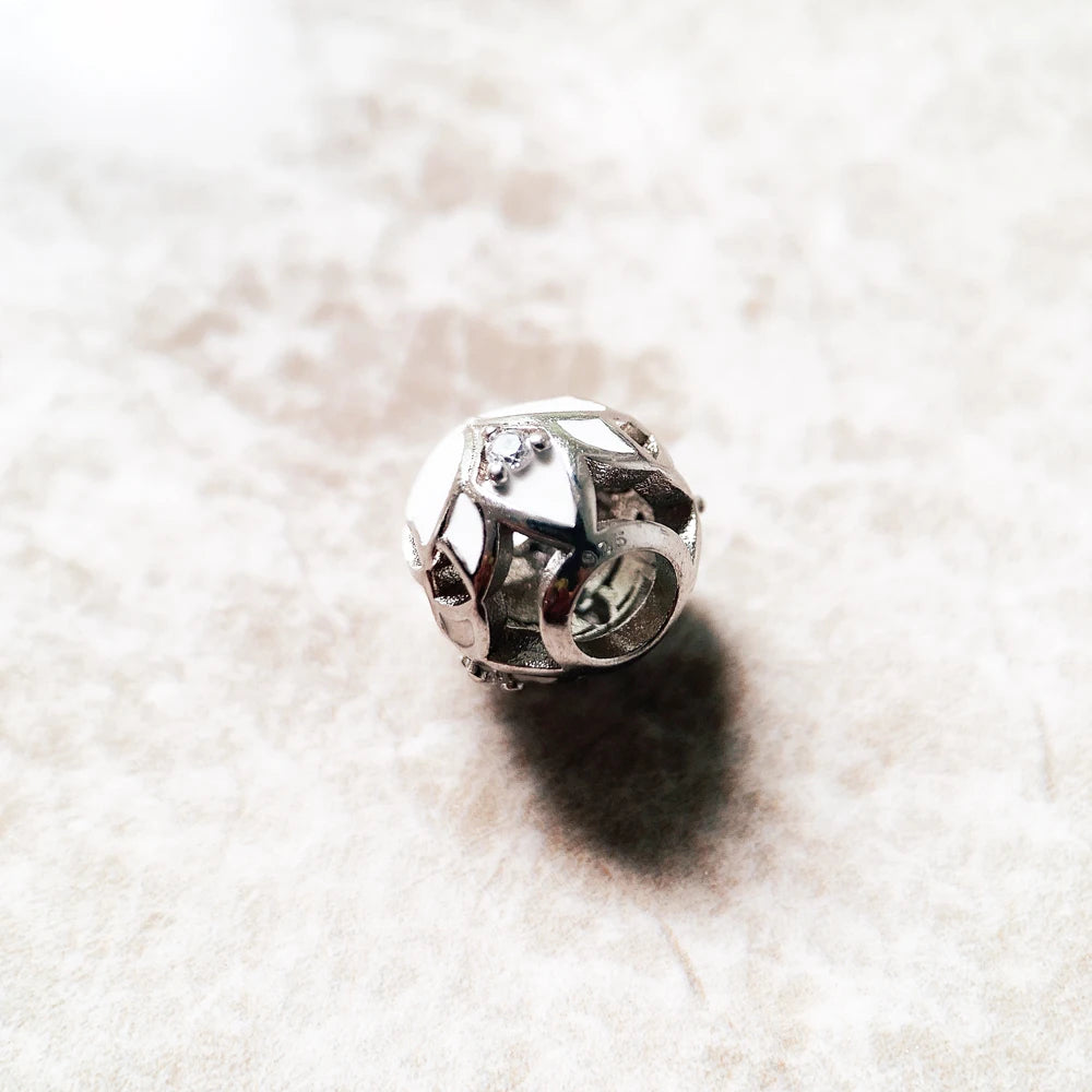 Damen-Charm-Anhänger Lotusblüte weiß Perlen aus Sterlingsilber