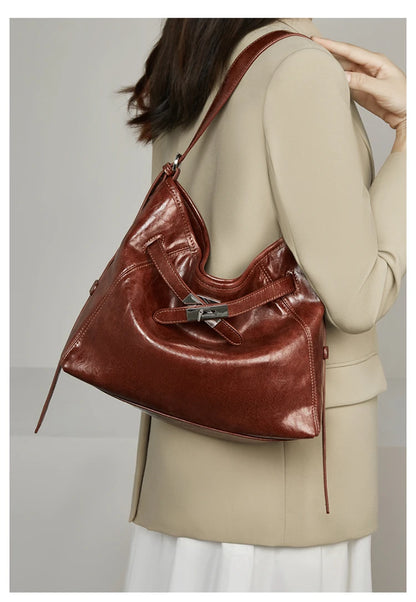 Damen-Schultertasche mit großem Fassungsvermögen aus PU-Leder, Alltagstasche für Arbeit und Freizeit
