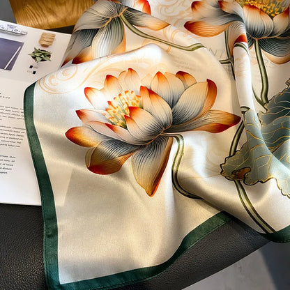 Damen Seidenschal 53cm quadratisch bedruckt Halsdekor Bandana Foulard B