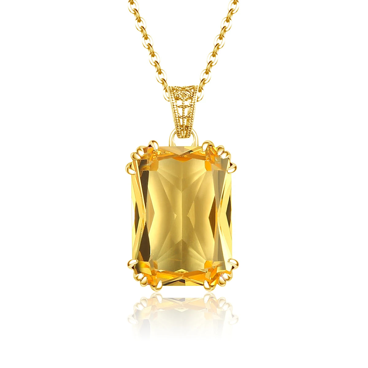 Damen-Halskette mit Rubin-Geburtsstein, Rechteckiger Anhänger 13x18 mm Goldplattiert